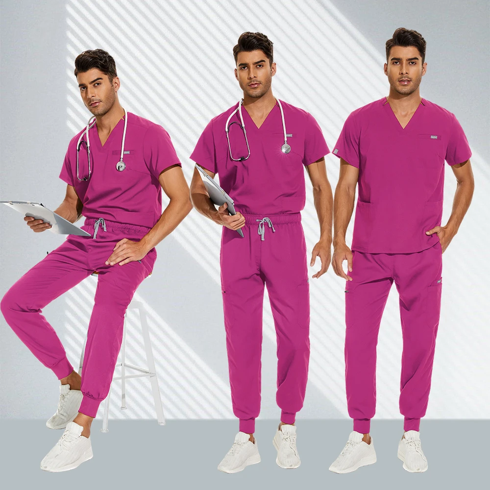 Uomini Medical Scrubs top Pant set chirurgici Unisex donne uniformi per saloni di bellezza clinica odontoiatrica abbigliamento da lavoro tuta abbigliamento da toelettatura