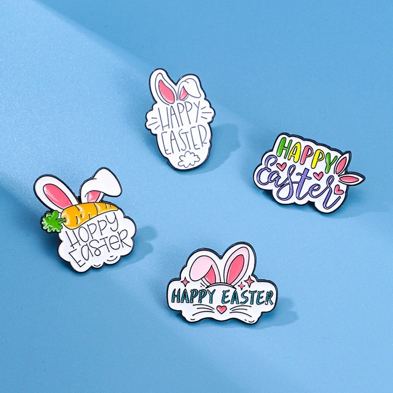 Cartoon Easter Bunny Egg Alloy Brooch Unisex Fashion Gift Badge Pin for DIY Clothing Bags Hat Scarf T-shirt Jeans Decoration