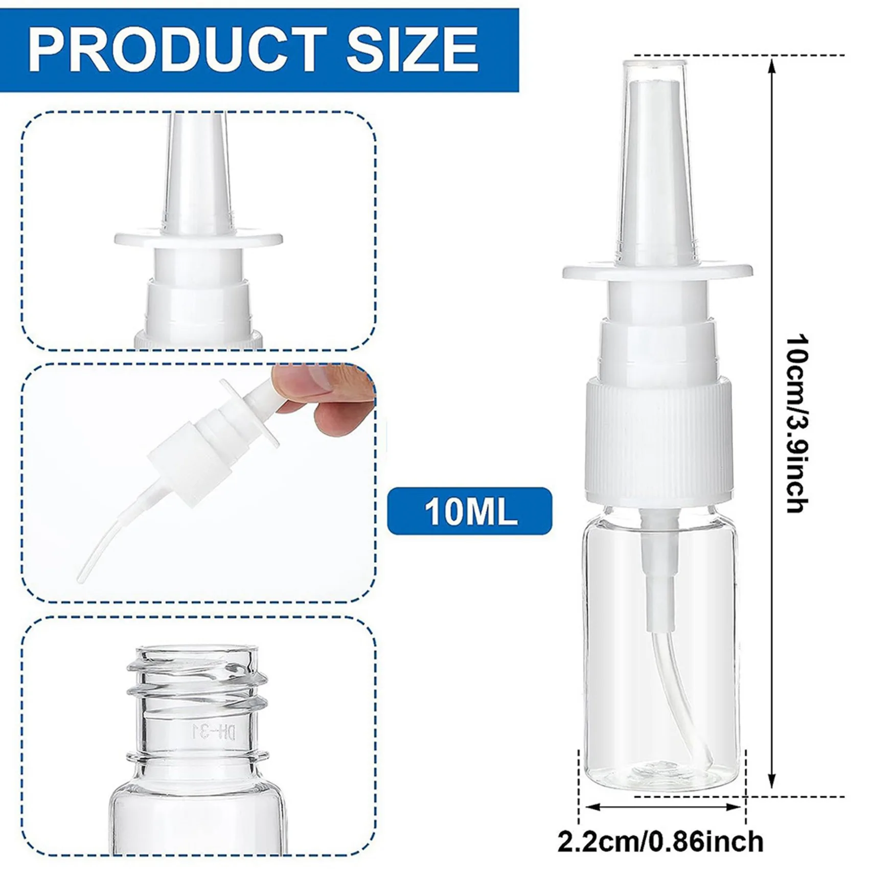 Flacone spray nasale da 80 pezzi, flacone spray per naso vuoto piccolo trasparente da 10 ml, spruzzatori riutilizzabili a nebbia fine per i viaggi