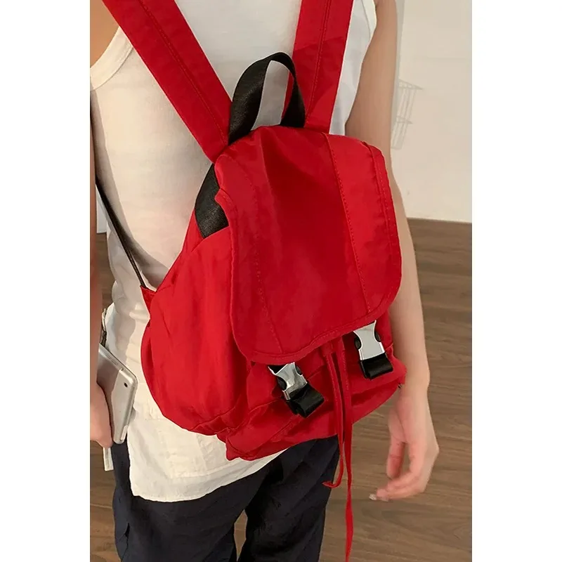 

2025 New Ins Sle Japanese Design Women's Backpack Casual Travel Student Bookbag Trendy Shoulder Bag Nylon Material Waterproof
