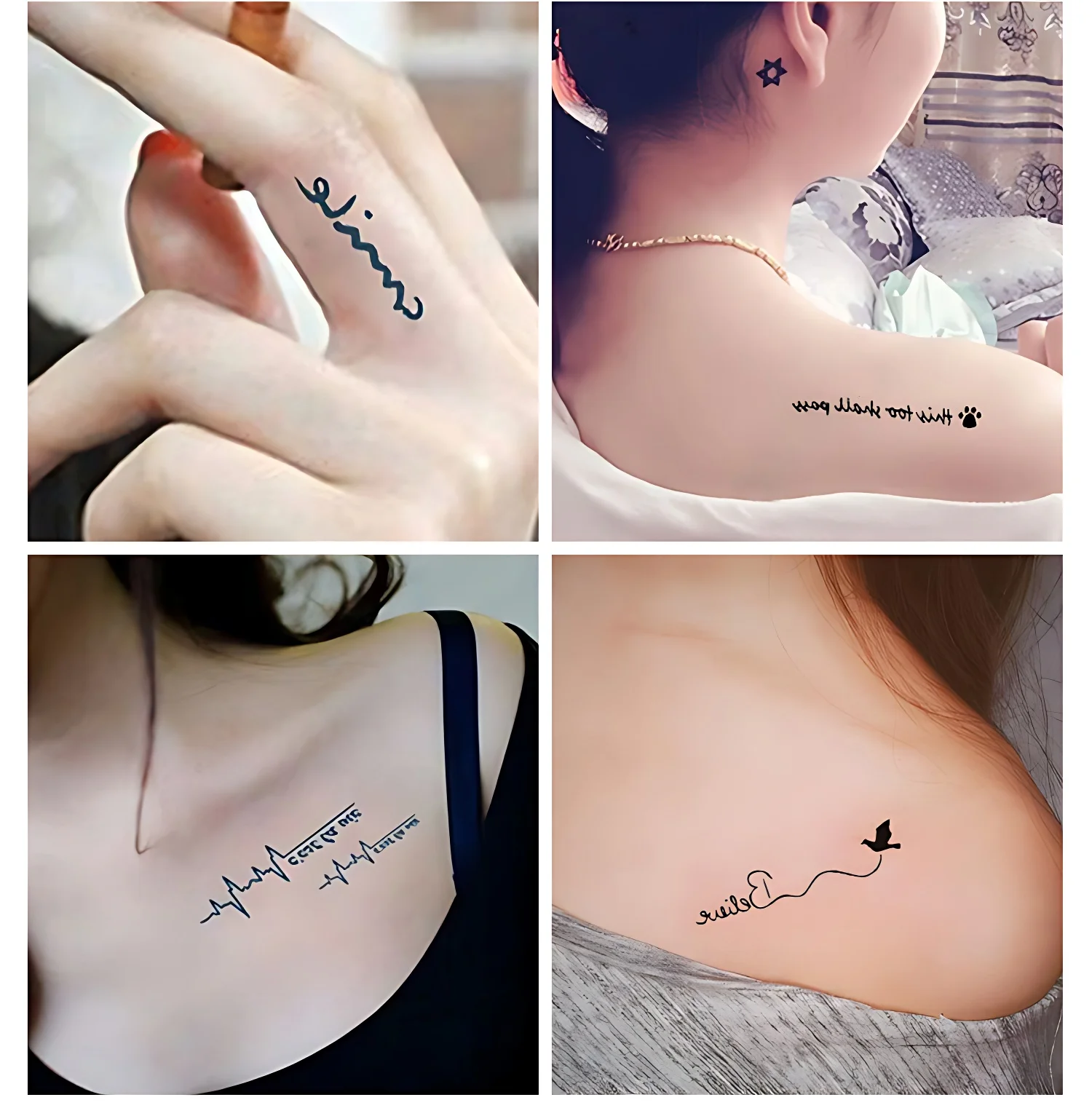 30pcs Fake Tatoo Stickers Waterproof English Writing Quote Electrocardiogram Temporary Tattoo Adhesive for Men Women Wrist Chest