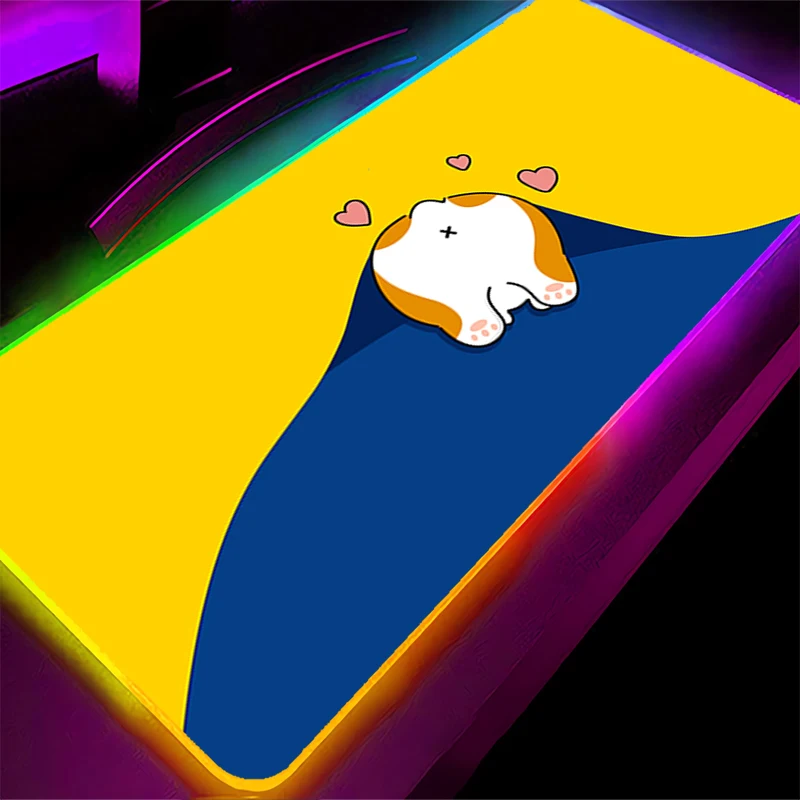 

RGB светодиодный коврик для мыши HD резиновый коврик для мыши с рисунком игровой коврик аксессуары для ПК настольный коврик нескользящий коврик для стола офисный коврик для клавиатуры с собакой корги