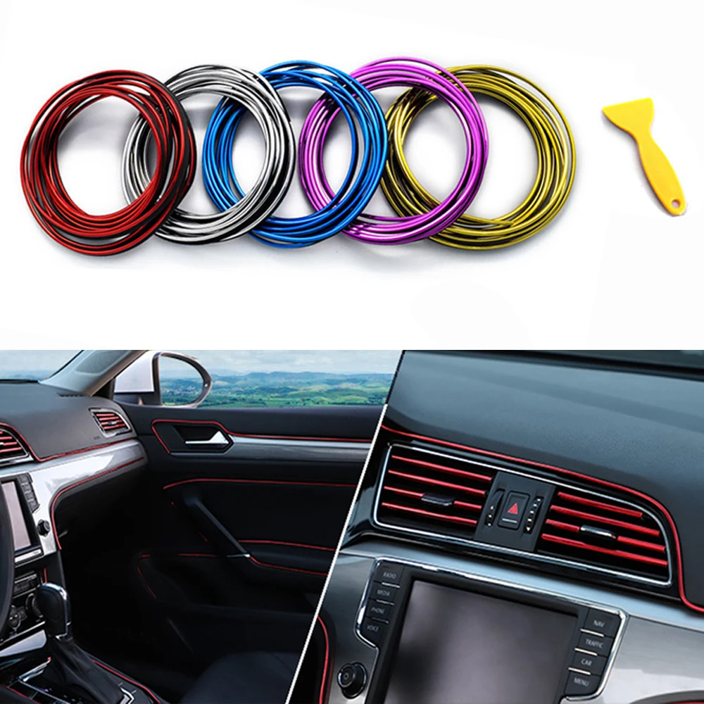 3/5M Car Dashboard Door Edge Insert Trim Styling Interior Decorative Moulding Universal Auto Accessories Insert Strip With Scrap