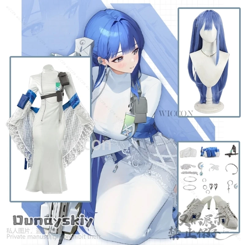 

Arcana NIKKE：The Goddess Of Victory Cosplay Game Anime Costume Sexy White Dress Slim Elegance Long Lolita Shoes Halloween Outfit
