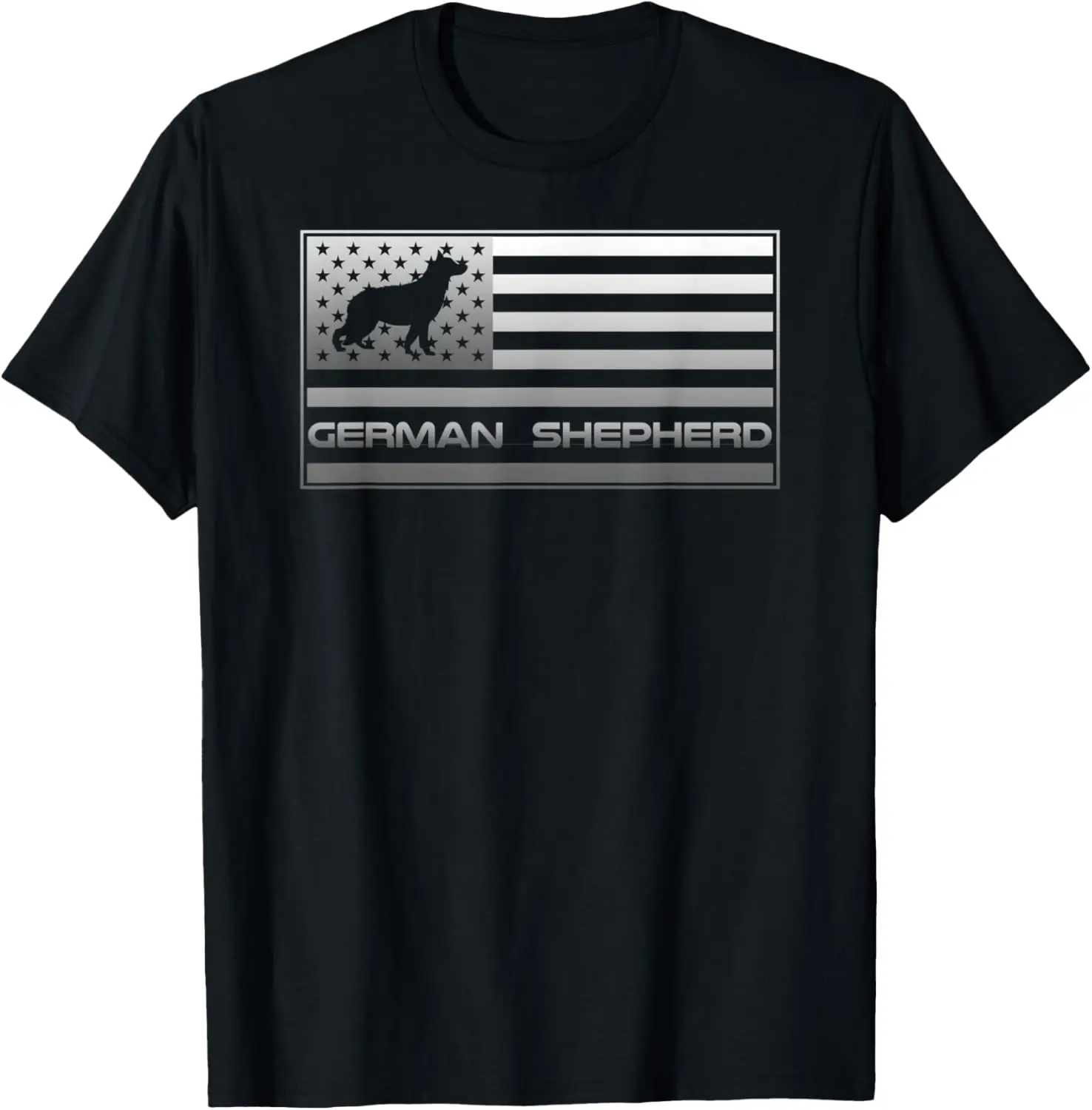 Vintage USA American Flag German Shepherd Lover Silhouette T-Shirt