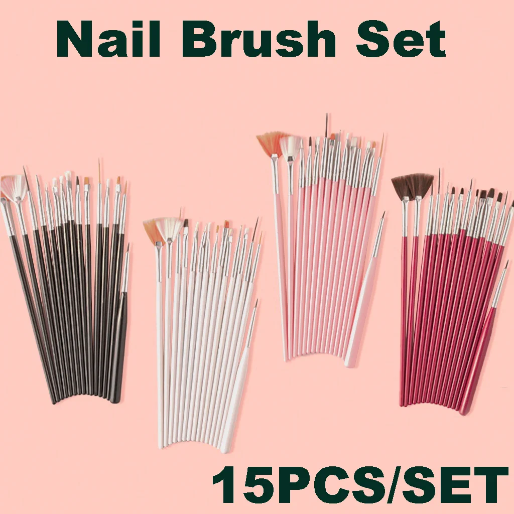 15 قطعة/المجموعة من فرش تزيين الأظافر بأنواع مختلفة - فرش فن الأظافر للطلاب لممارسة فن الأظافر المتخصصة #1