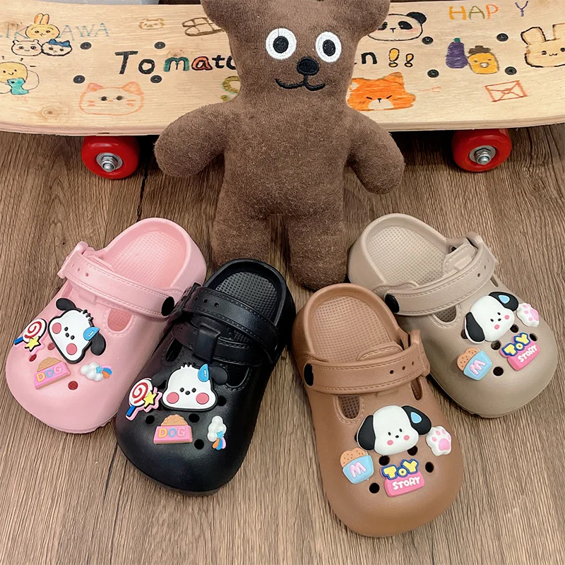 

Детская садовая обувь Sanrio Kawaii Pochacco, сандалии для девочек, тапочки, новая нескользящая износостойкая пляжная обувь с героями мультфильмов аниме, удобная обувь