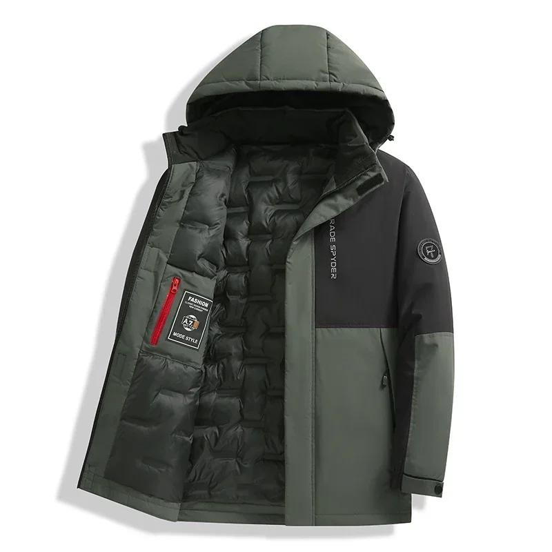 

New Winter Hooded Parkas Brand Windproof Outwear Men Warm Coat Mens Winter Hat Parkas Male Jacket Windbreak Parkas Long Jacket
