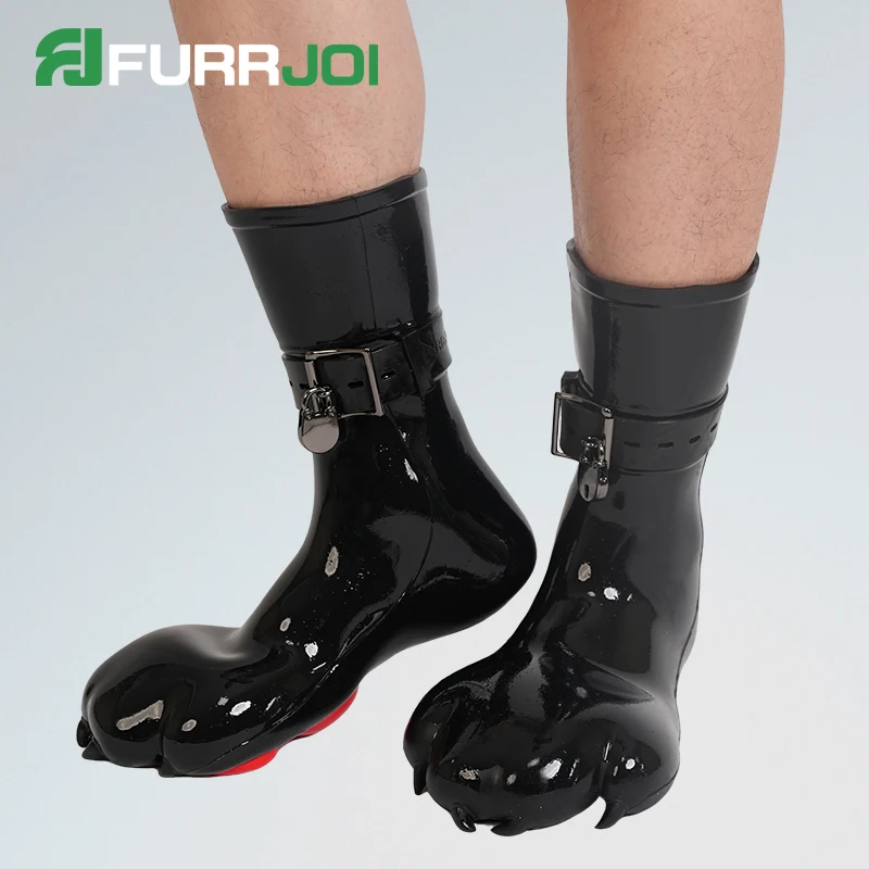 Furrjoi Silicone Furry Dog Feet with Lock Round Comic Toes Color Custom Available Cosplay Costumes with Belt Boots