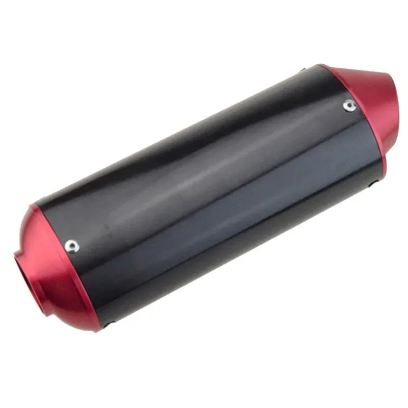 Stainless Steel 1.5 inch Inlet Exhaust Muffler and Slant Cut  Tip Red