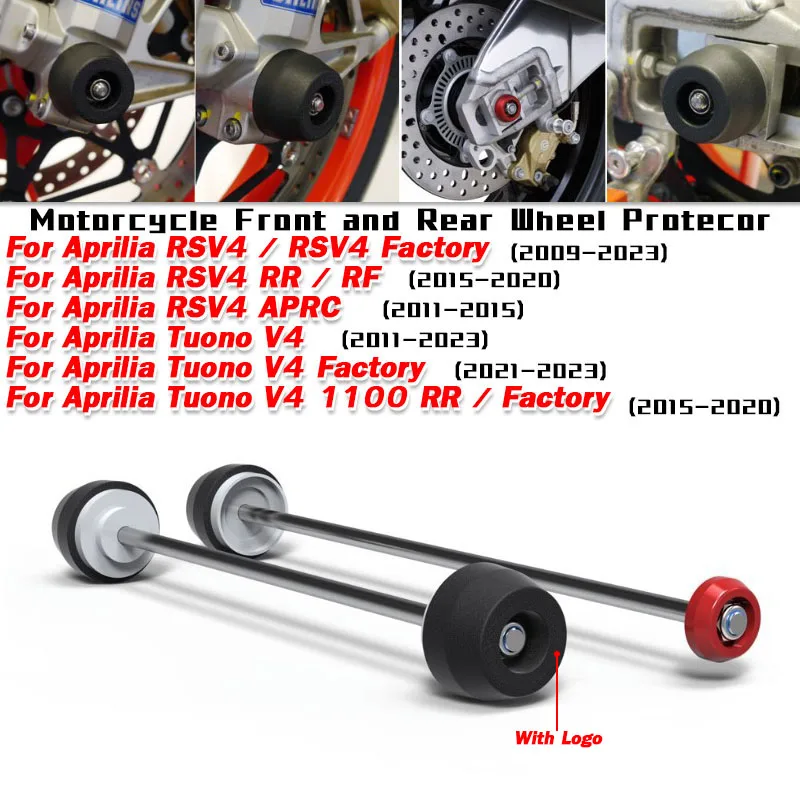 For Aprilia RSV4 / Tuono V4 2009-2023 Motorcycle Front and Rear Wheel Crash Slider Protector Pads Motorcycle Spindle Bobbins