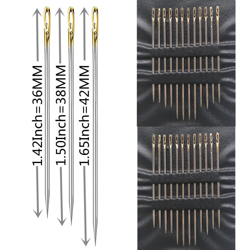 24Pcs Elderly Needle-side Hole Blind Needle Hand Household Sewing Stainless Sewing Needles For DIY,Sewing and Mending,Embroidery