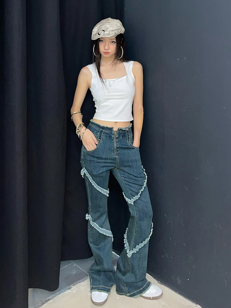 

White Knitted Large round Ne Decorative Metal Chain Vest Original Design Cotton Blend Elastic Fiber Vest Spring 2025