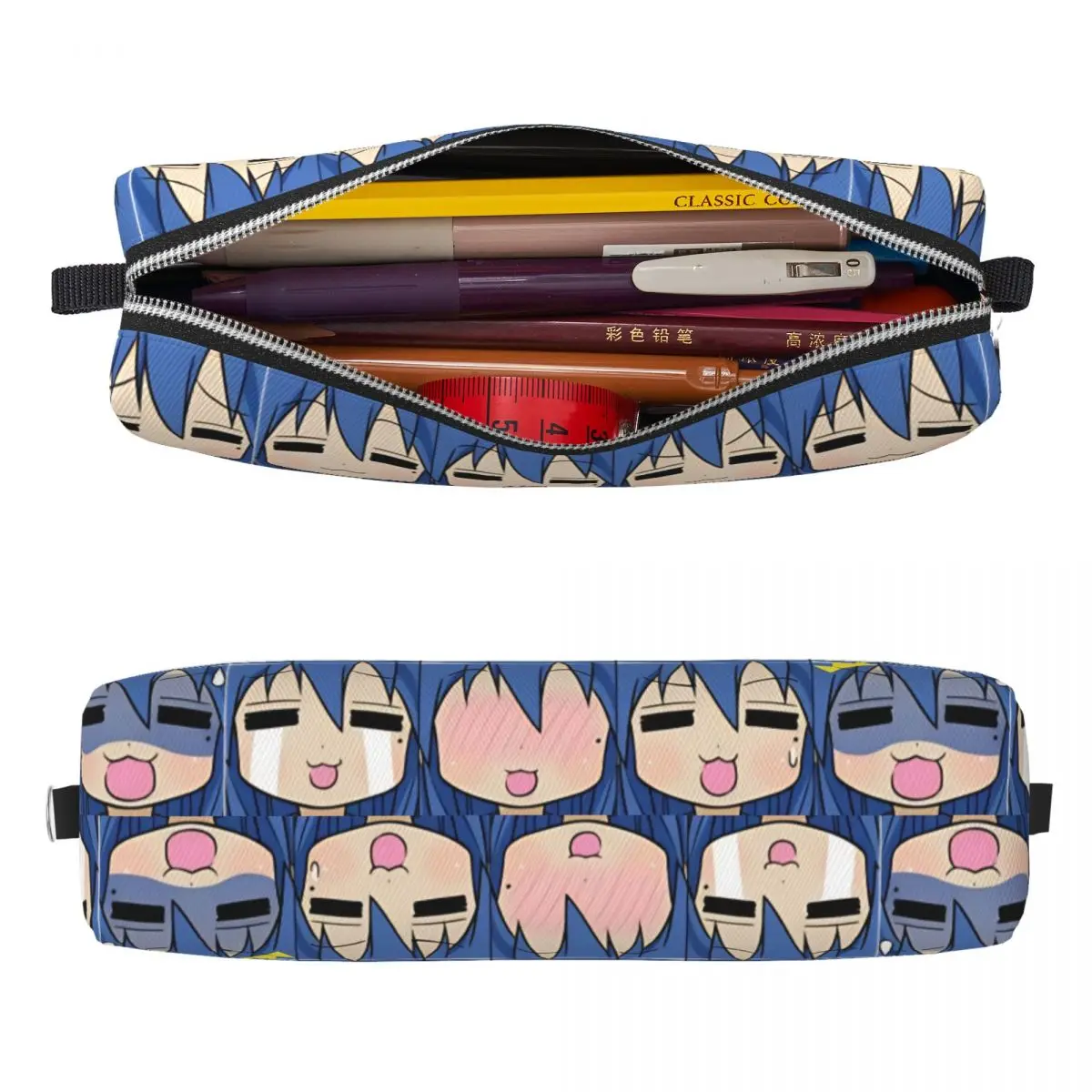 Konata Lucky Star Expresions Pencil Case Fun Pen Bag for Student Large Storage Office Zipper Pencil Box