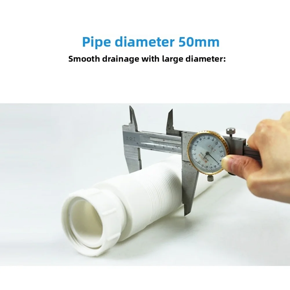 1PC Flexible Telescopic Kitchen Sink Drain Pipe 1.5 Inch G1-1/2 Thread PP Sewer Hose For Home Plumbing Fixture