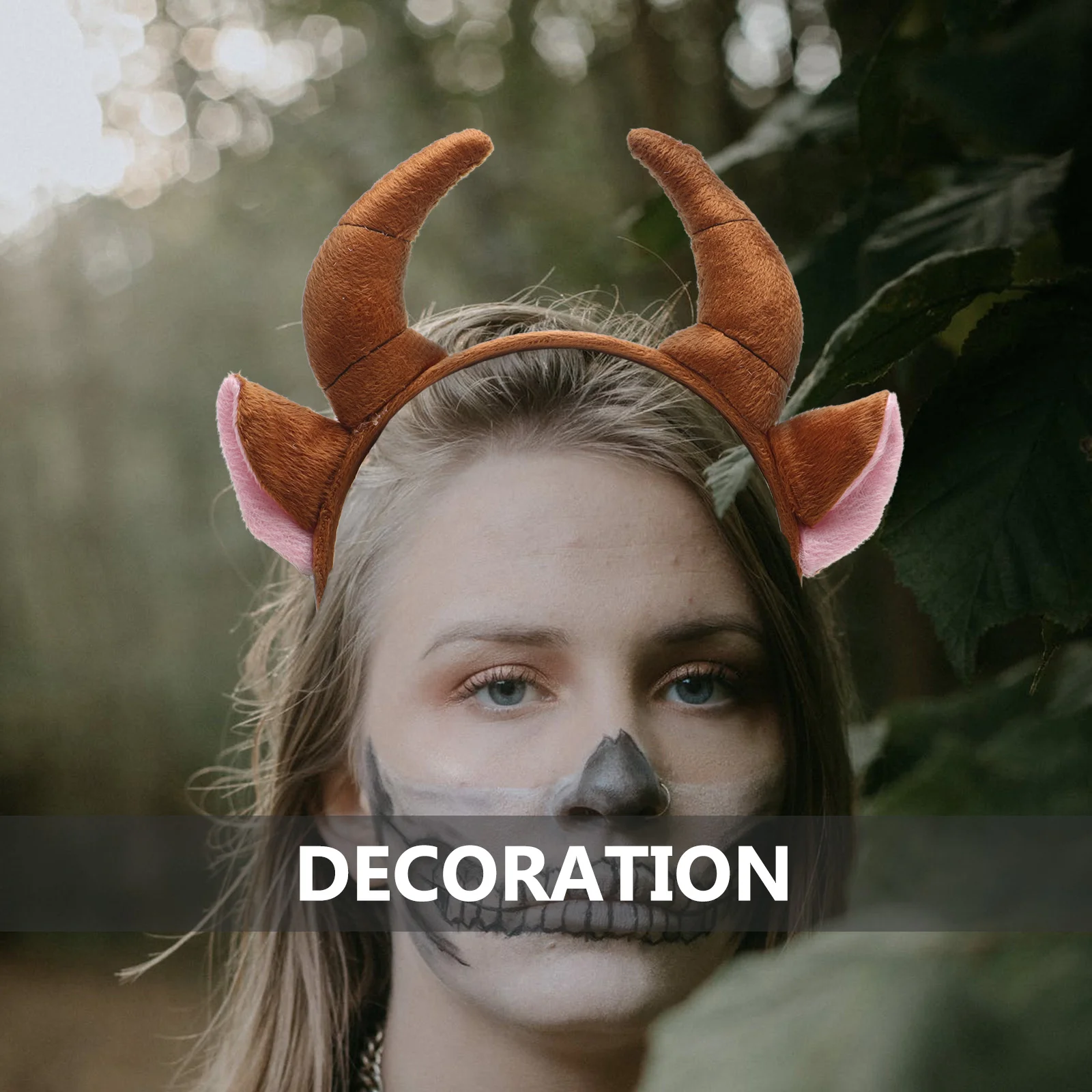 Diadema con orejas de animales en forma de cuerno de buey para niños, tocado para disfraz de fiesta, tocado para el pelo (marrón), diademas de animales