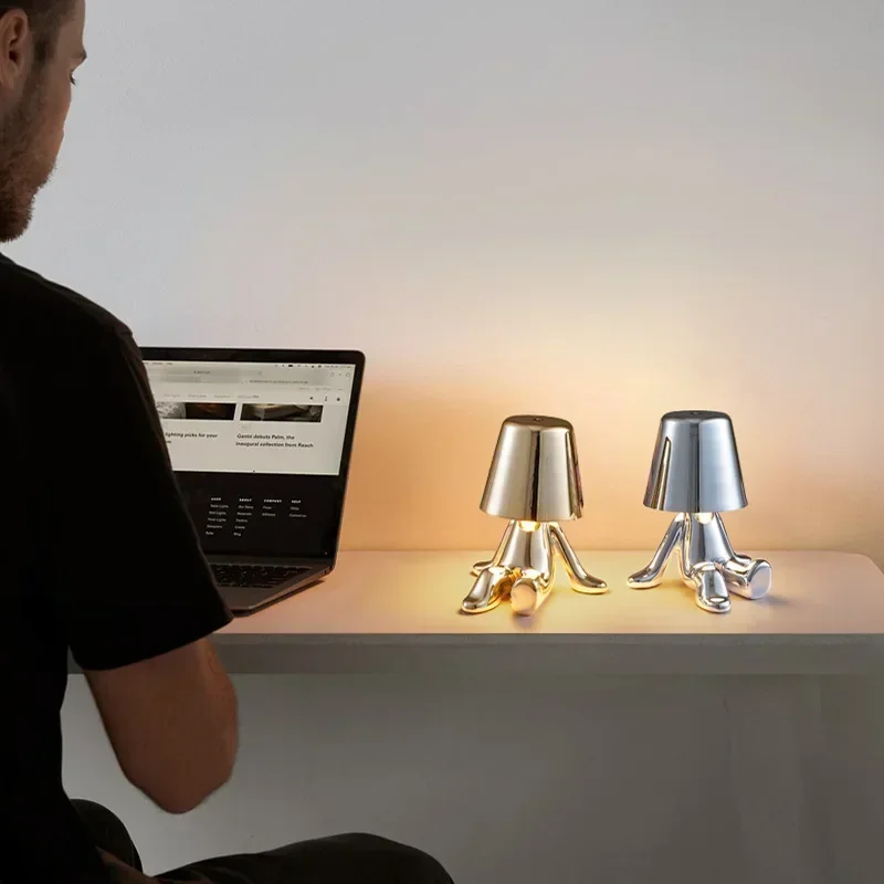 Touch Led Nachtlampje Nordic Style Denker Bureaulamp Voor Slaapkamer Nachtkastje Creatieve Verlichting Geschenktafel La Decoratief