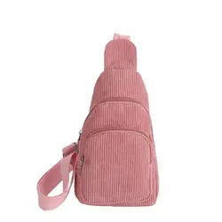 Solid Color Corduroy Chest Bag Sweet Schoolbag Shoulder Bag Waist Bag Coin Purse Messenger Pack Corduroy Crossbody Bag Student