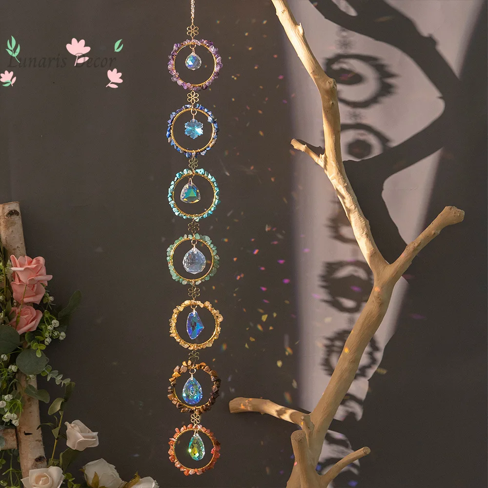 Natural gravel dream catcher crystal wind chimes room decoration pendant air pendant