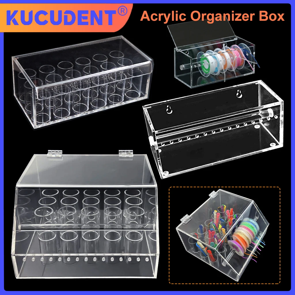 KUCUDENT NEW Acrylic Organizer Box Dental Ligature Tie Case Power Chain Placer Organizer Ortho Elastic Chain Storage Box Holder