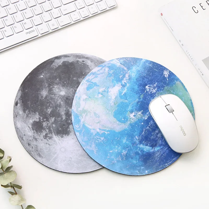 Kawaii Round Moon Mouse Pad For Game Computer Desk Mat Pads Non-Slip Rubber Waterproof Office MousePad