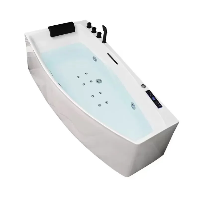 Compact Acrylic Deep Soaking Tub with Thermostatic Surf Massage for Small Apartments and Hotels