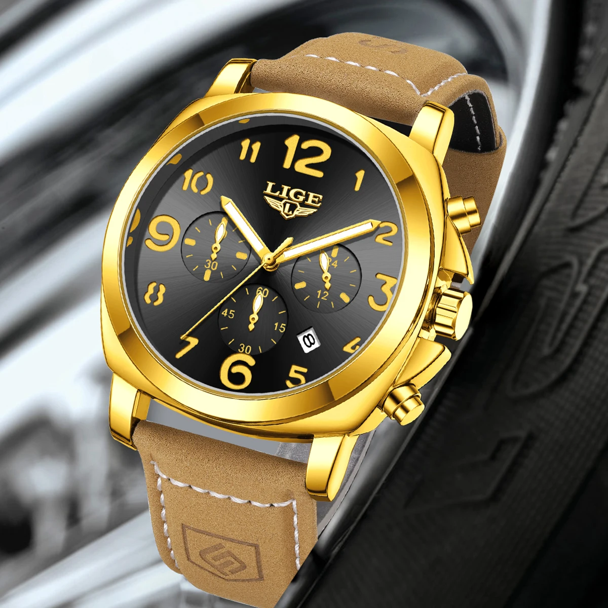 

LIGE Топ Роскошные Военные Часы Для Мужчин Водонепроницаемые Светящиеся Кожаные Мужские Часы Кварцевые Высокое Качество Мужские Спортивные Часы Мужской Reloj