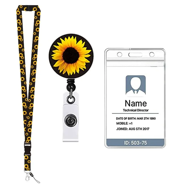 1pc Sunflower Summer Hot Style Hidden Disability Key Chain Lanyard Gifts For Friends Phone USB Badge Holder Necklace