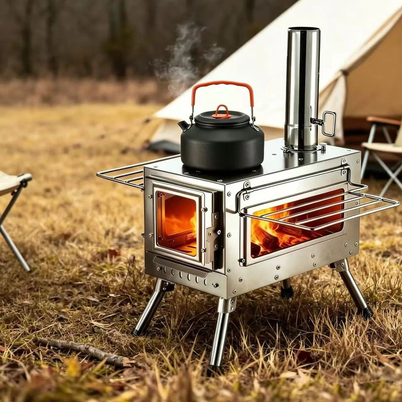 Portable camping barbecue grill, hiking, hiking, camping, picnic, wood stove, heating stove