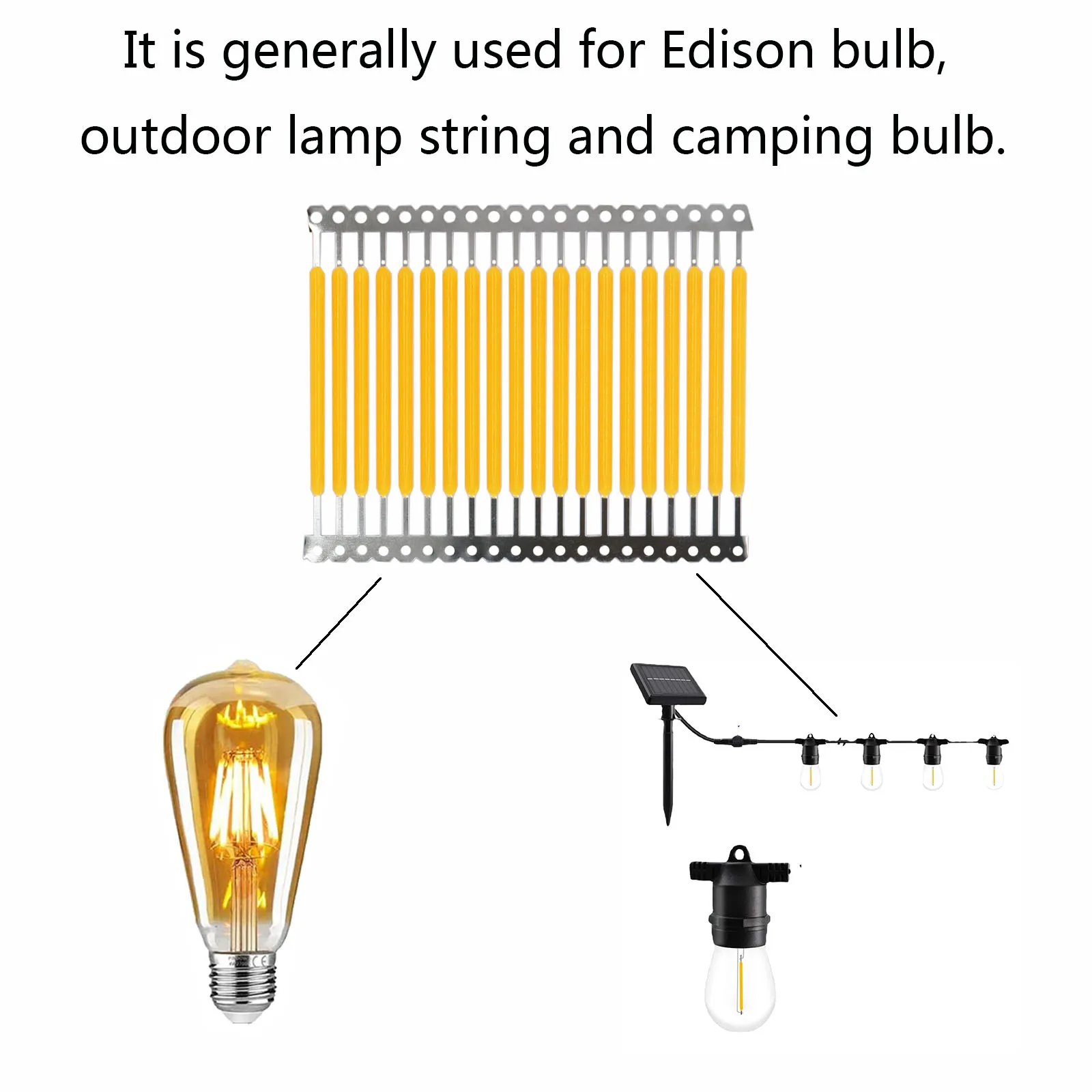 Imagem -06 - Retro Edison Led Chip Diodo Lâmpada Led Filamento Faça Você Mesmo Acessórios Incandescentes Lâmpada Quente Dc3v 40 mm 150ma 100 Pcs 2700k