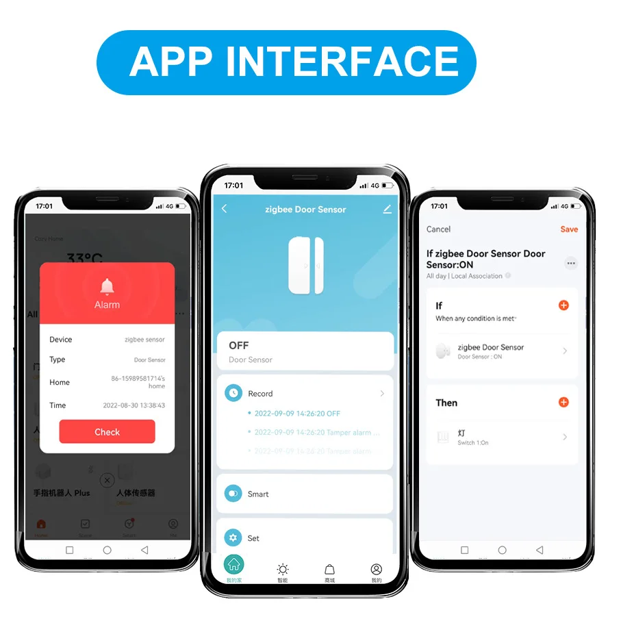 Sensor magnético de puerta Tuya WiFi/Zigbee: alarma inteligente con alertas de empuje de aplicación para seguridad antirrobo de puertas/ventanas