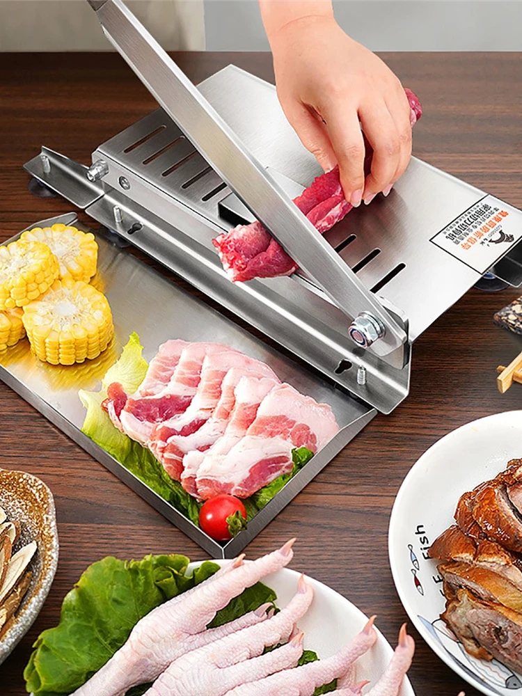 Commercial Manual Frozen Meat Slicer Bone Cutting Tool Stainless Steel Minced Lamb Bone Meat Cutter Chicken Duck Fish Cutting