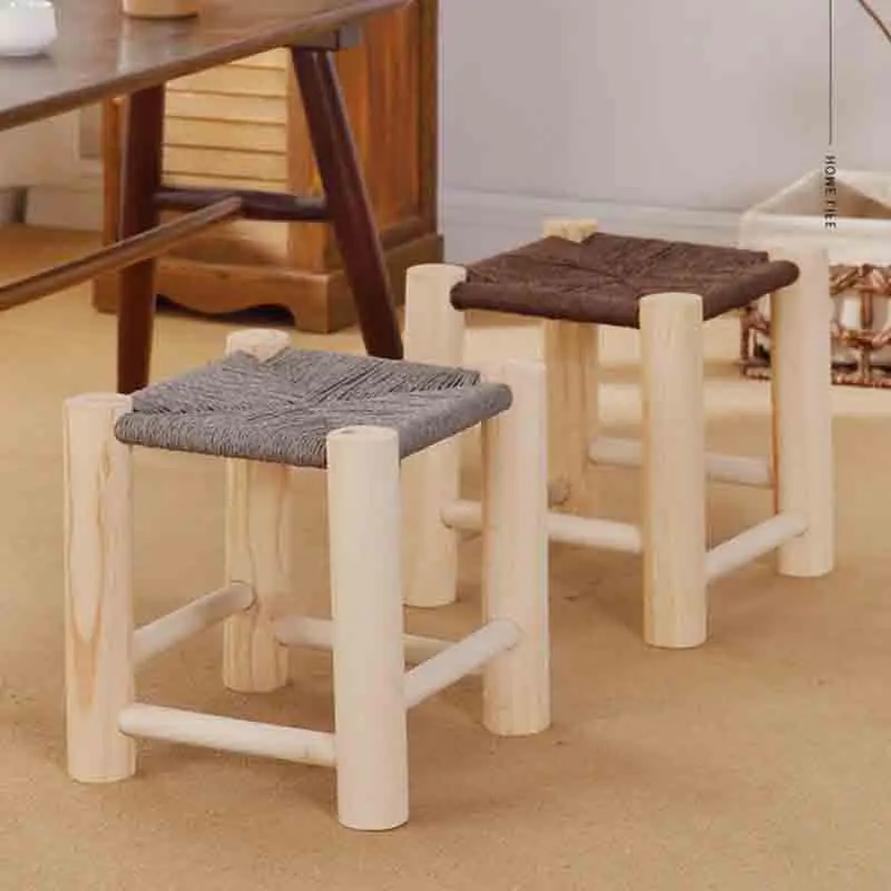 

Wooden Step Stool Solid Round Sitting Stool Adult Short Chair Household Foot Rest Stool For Home Bedroom Kitchen Living Room
