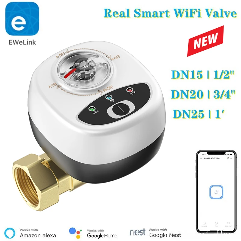 Aplikacja eWelink WiFi Inteligentny zawór DN15 /DN20 /DN25 Inteligentne odcięcie wody / gazu Automatyczny zawór kulowy Sterowanie bezprzewodowe Kompatybilny z Alexa