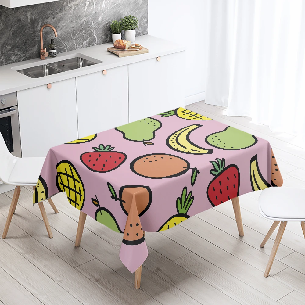 Cute Cat Tablecloth Plant Animal Print Rectangular  Waterproof and Oilproof Restaurant Table Kitchen Home Decoration