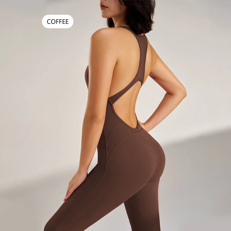 Lady Bodybuilding Jumpsuit Yoga Running Back Jumpsuit Slim Breathable fast-dry sportswear