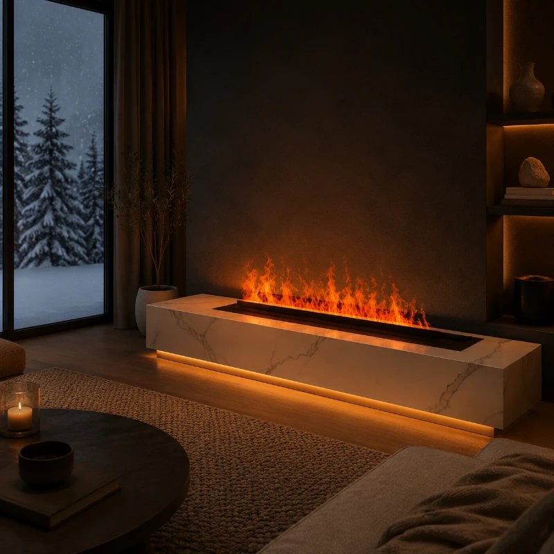 High-End Minimalist Home Fireplace with LED Mist Technology Smart Ambient Lighting Water Vapor Fireplace for Living Space камин