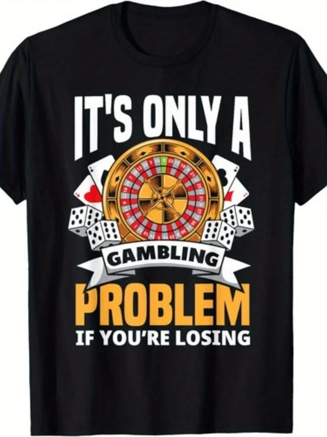 Funny Gambler Roulette Slot Machine Casino Vegas Gambling T-Shirt 100% Cotton O-Neck Short Sleeve Summer Casual Mens T-shirt