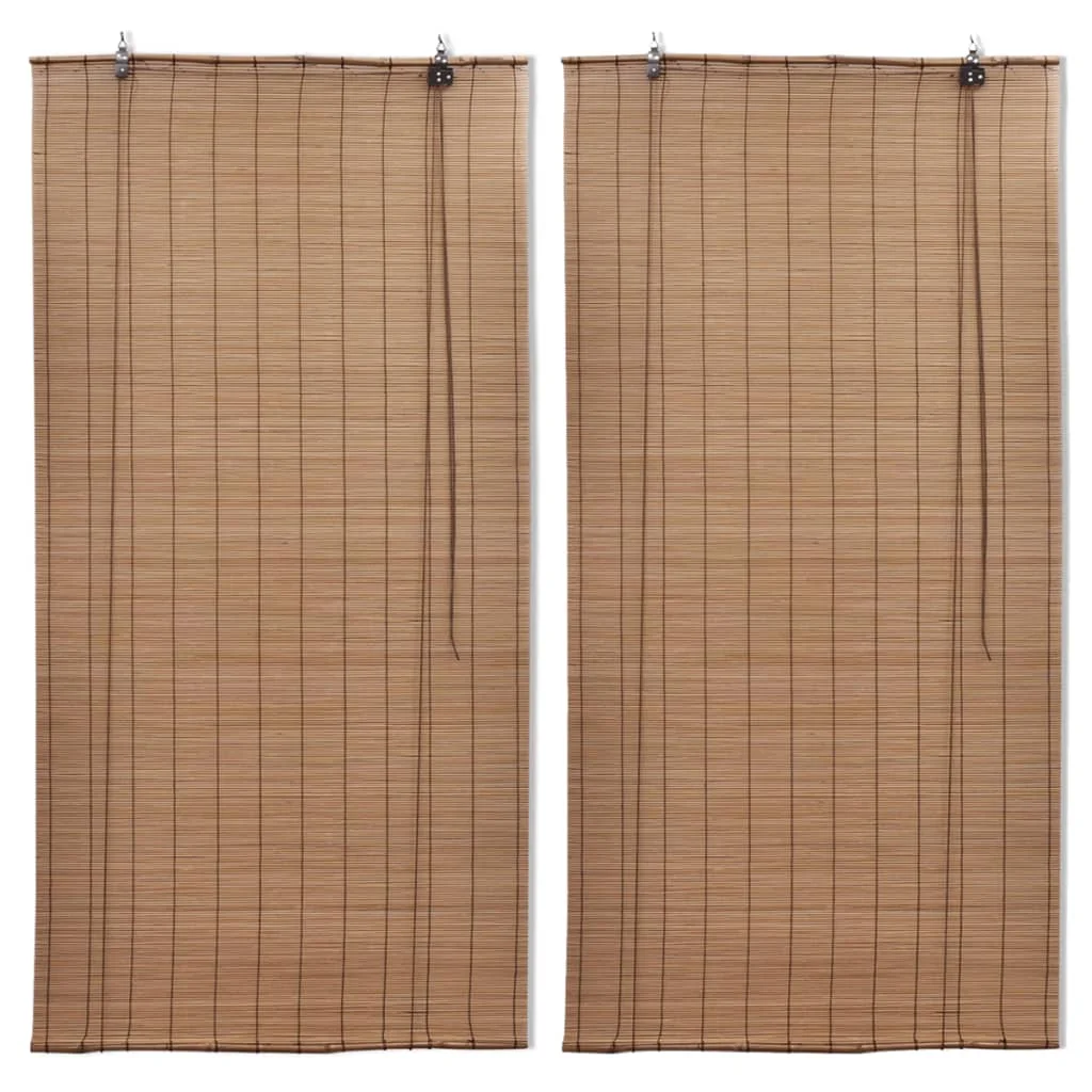 Bambus-Rollos, 2 Stück, 80 x 160 cm, braune Verdunkelungsvorhänge für Schlafzimmer, Balkon, Fenster, Vorhänge, Heimdekoration