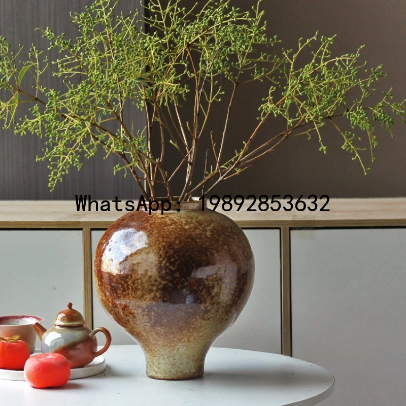 Coarse Earthenware Vase Ceramic Flower Pot Flower Vase Chinese Traditional Vintage Porcelain Earthenware Pot Flowerpot Vases