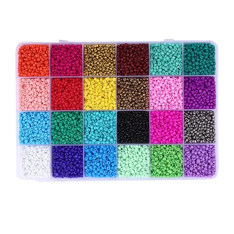 About 24000pcs, 24 grid box, 2/3/4mm solid acrylic round beads, loose beads, handmade DIY, making jewelry accessories