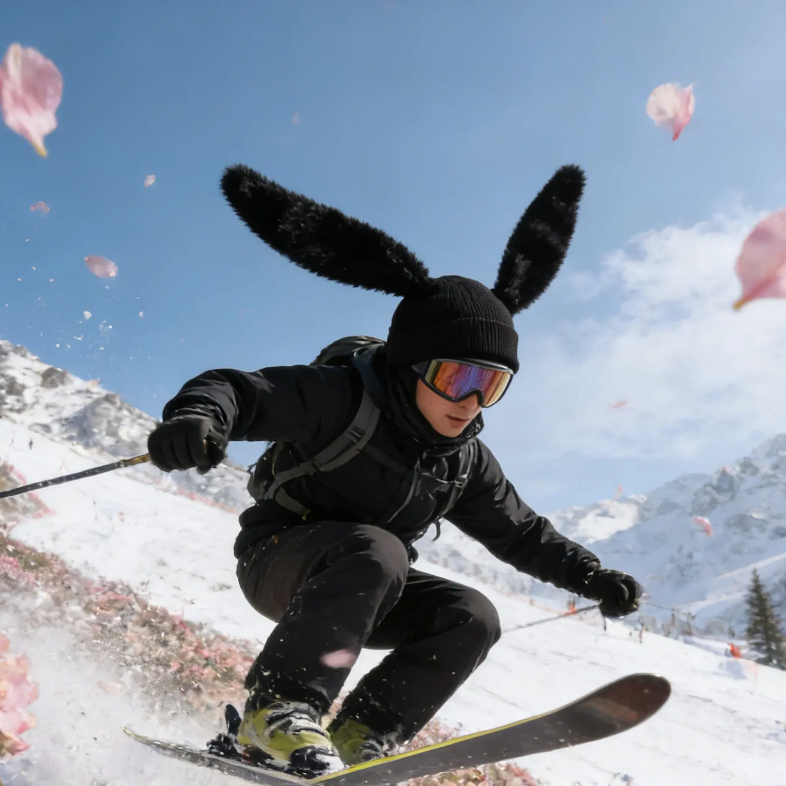 

Cute Ski Cover 3D Rabbit Design Universal Winter Skiing Supplies Soft Elastic Sleeve for Snowboard