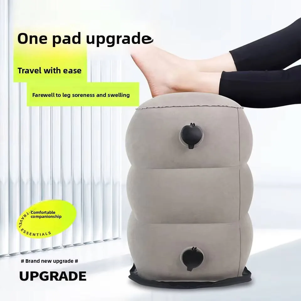 Inflatable Foot Rest Pillow Travel Portable Adjustable Layers Height Stool For Airplane Car Pillow Foot Rest Leg Cushion Pillow