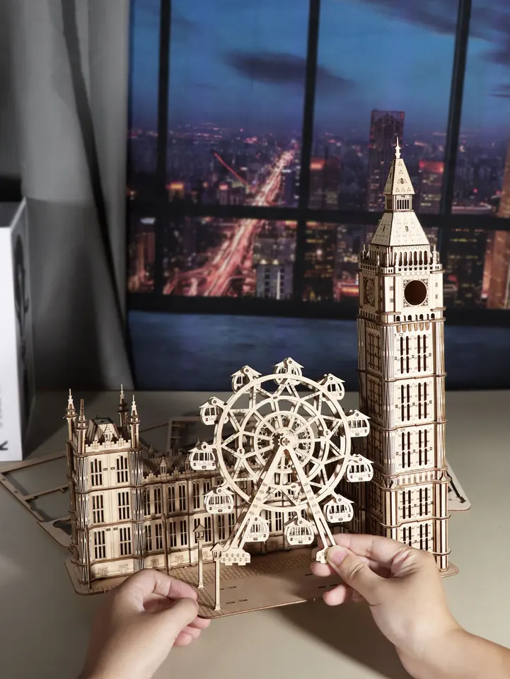 3D Wooden Puzzle Big Ben Model Kits Desktop Clock DIY Building
