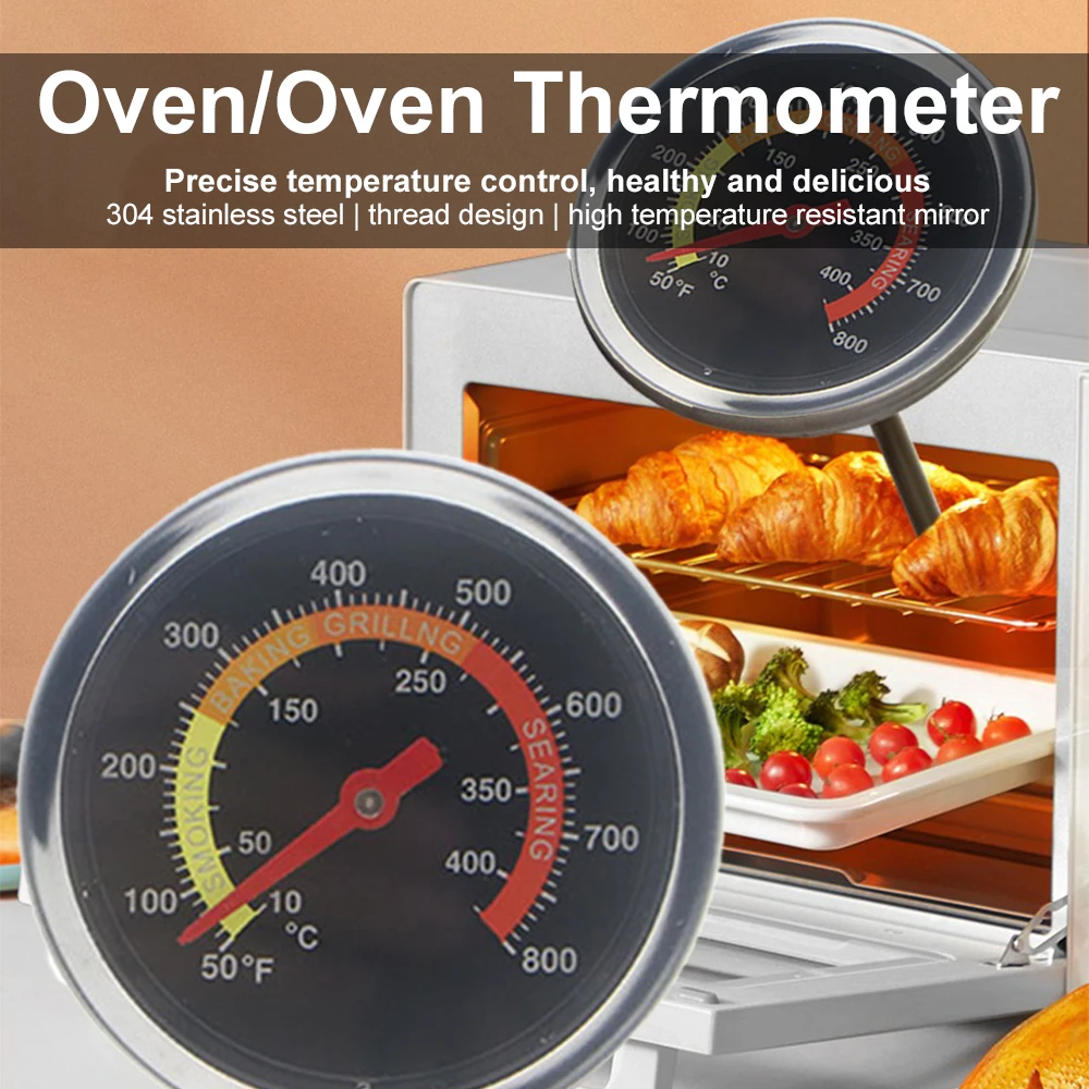 Barbecue Oven Thermometer BBQ Stainless Steel Thermometer Bimetal Oven Thermometer Grill Thermometer Grill Replacement Parts