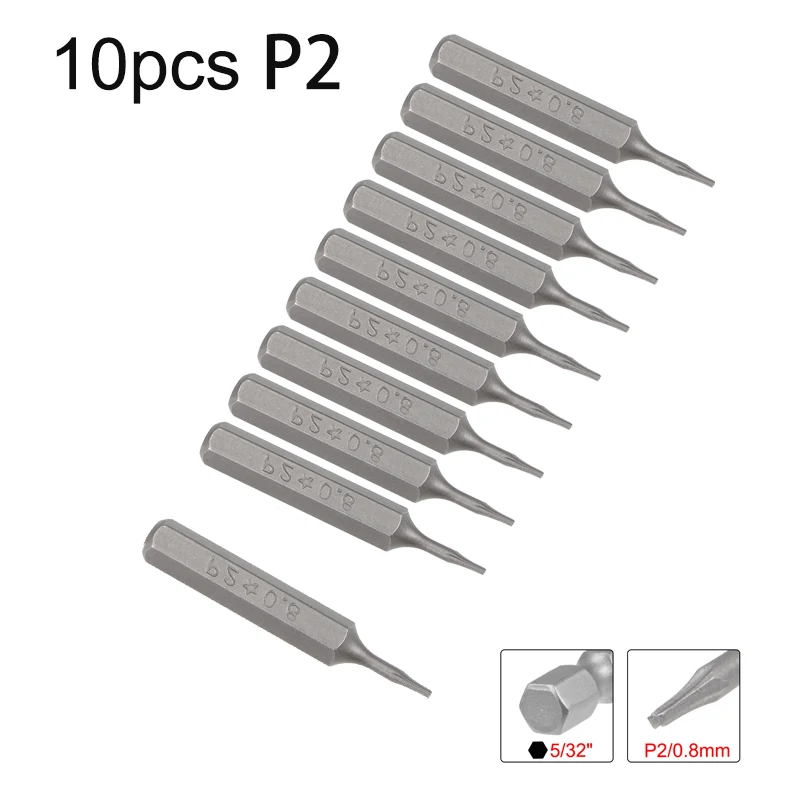 Uxcell 10 stücke p2/0,8mm Schrauben dreher Bit Set Sechs kant schrauben dreher Bits Handwerkzeuge Zoll Schaft Sternform legierter Stahl набор отверток