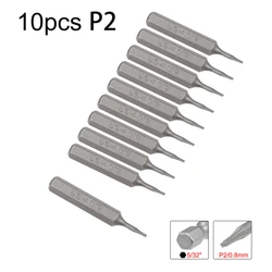 uxcell 10pcs P2/0.8mm Screwdriver Bit Set Hex Screwdriver Bits Hand Tools 5/32 Inch Shank Star-Shape Alloy Steel набор отверток