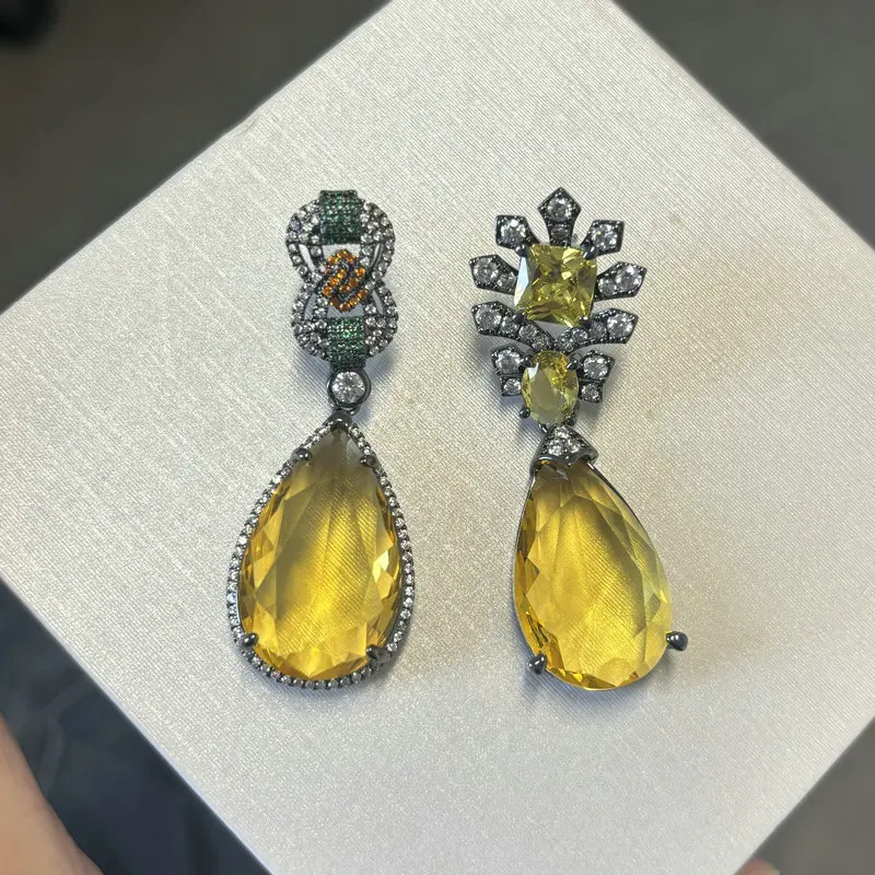 Bilincolor Mode Vintage Große Gelb Cubic Zirkon Ohrring für Frauen – Detail 20