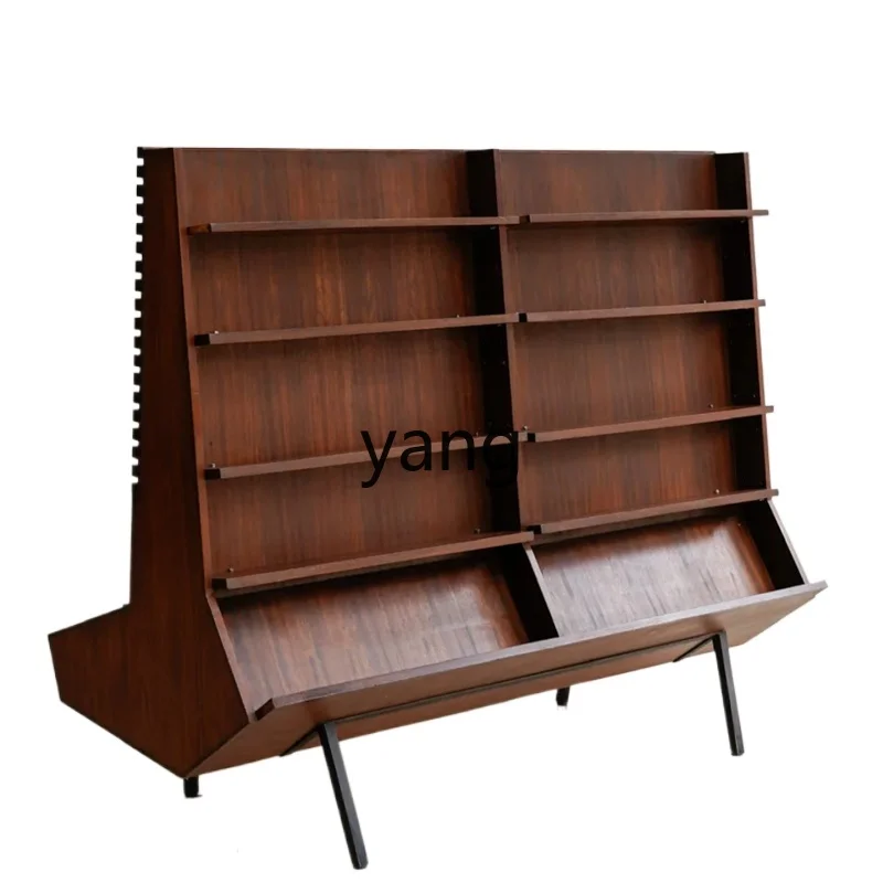 CX Solid Wood Bookshelf Double-Sided Display Storage Cabinet Magazine Showcase