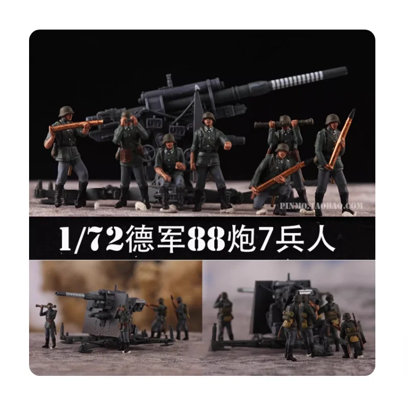 

Масштабная модель 1:72 из смолы: немецкая 88-мм пушка и экипаж из 7 солдат, подходит для сцен с танками и вертолетами, коллекционная декоративная фигурка для демонстрации.